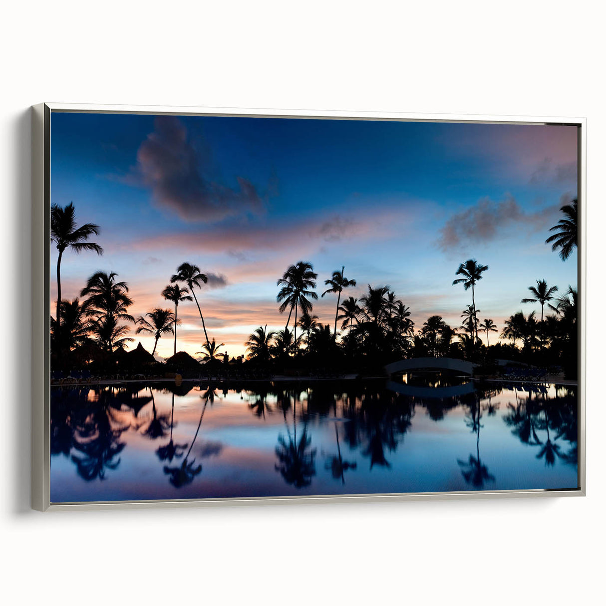 Framed canvas depicting a vintage-style Haitian landscape in muted earth tones, ideal for bedroom wall art.