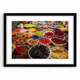 Abstract art print of vibrant Caribbean scenery in textured colors on a large framed canvas, ideal for living room decor.