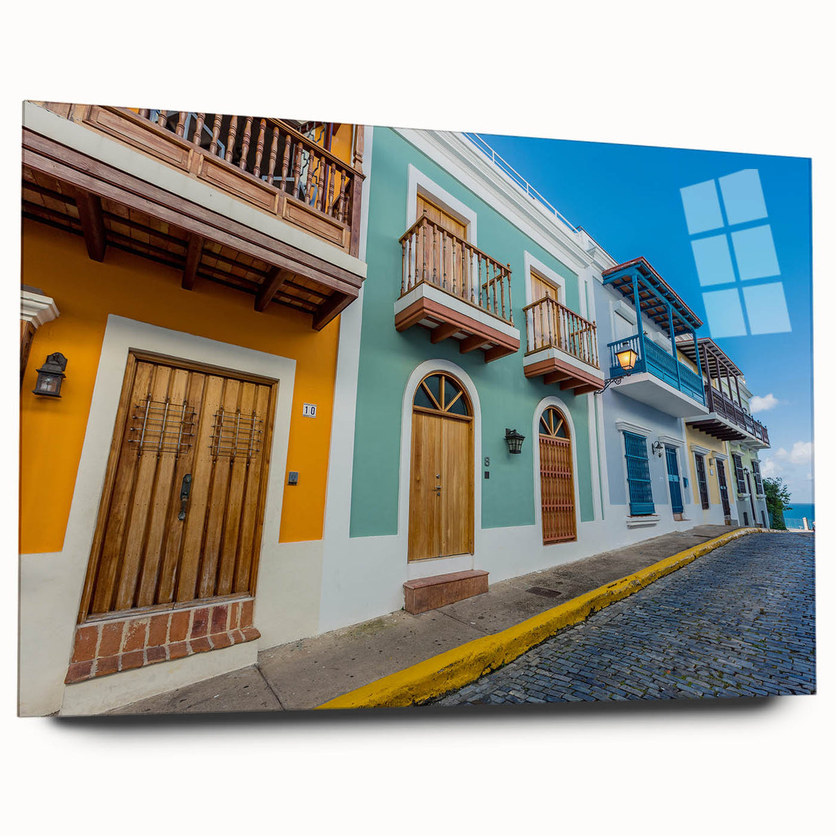 Large abstract art depicting the Caribbean scenery on acrylic glass, suitable for bedroom or dining room decor.