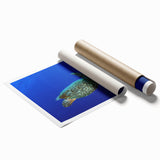 Extra large rolled print of a Caribbean Saint Lucia scenery with vibrant floral elements, ideal for classy bathroom wall art.