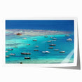 Rolled print of a Caribbean scenery with vibrant green and blue tones, suitable as art wall dining room decor.