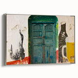 Framed canvas of a vintage-style landscape painting featuring vibrant colors and a scenic view of Central America.