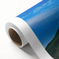 Art Deco style poster of a Central American landscape in muted colors on rolled canvas, ideal for nursery wall art.