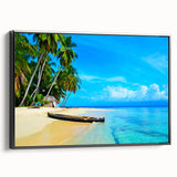 Black and white framed canvas of a vintage Panama landscape, ideal for bedroom wall decor.