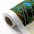 Art deco poster of a Panama scenery in pastel shades on rolled canvas, ideal for nursery wall art.