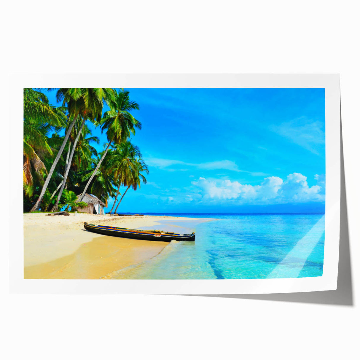 Rolled print of a Panama scenery with lush greenery and floral elements, suited for art wall dining room.
