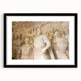 Abstract art print of a colorful European landscape on a textured, extra large canvas, framed in black.