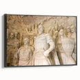 Black and white framed canvas of a vintage European landscape, ideal for bedroom wall art.