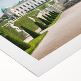 Art deco poster of an Austrian landscape in muted earth tones on rolled canvas, ideal for dining room wall art.