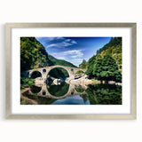 Extra large wall art featuring an abstract textured depiction of a European scenery in silver frame.