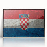 Large art print of a Croatian landscape in muted earth tones on a framed acrylic panel, suitable for modern art wall decor.