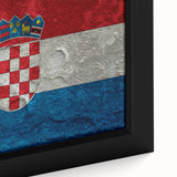 Extra large framed canvas featuring a textured depiction of a Croatian landscape in vibrant colors.