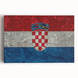 Black and white photograph of a Croatian coastal town on stretched canvas, ideal for kitchen wall art.