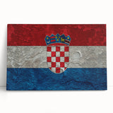 Black and white photo of a Croatian coastal town on stretched canvas, suitable for kitchen wall art.