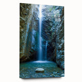 Large abstract wall art of a European Cyprus landscape in muted earth tones on acrylic glass.