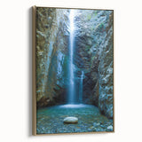 Framed canvas featuring a vintage landscape painting of Cyprus, with muted earth tones, ideal for bedroom wall art.