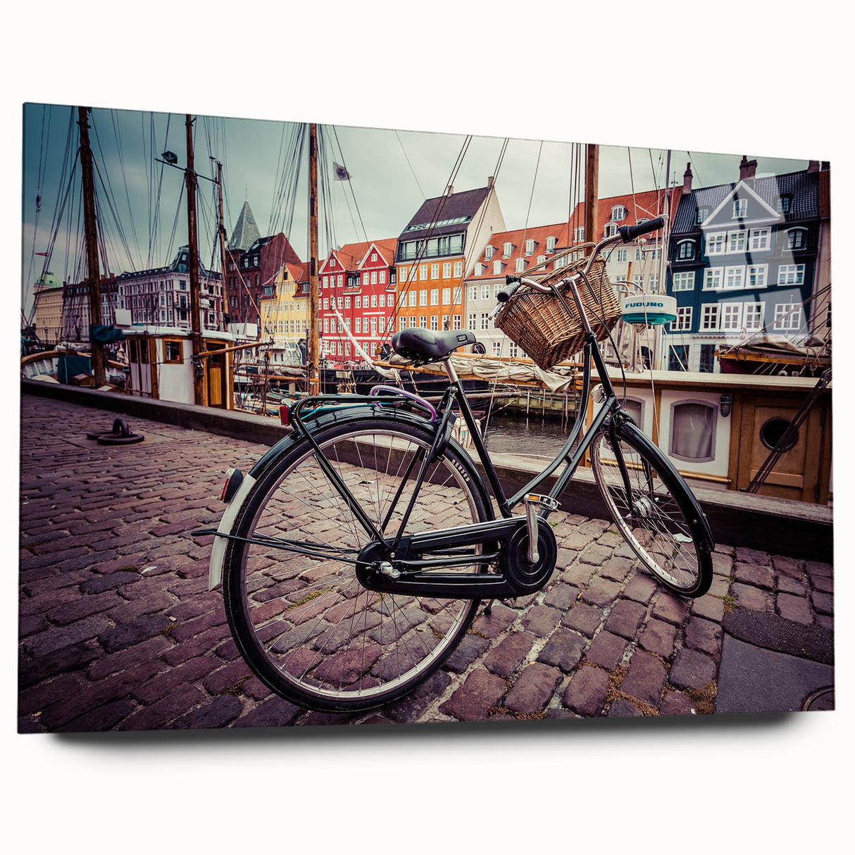 Large abstract acrylic print of a European landscape in muted earth tones, suitable for bedroom or dining room decor.