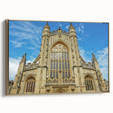 Framed canvas wall art depicting a vintage-style landscape of Bath, England, in muted gold and black tones.