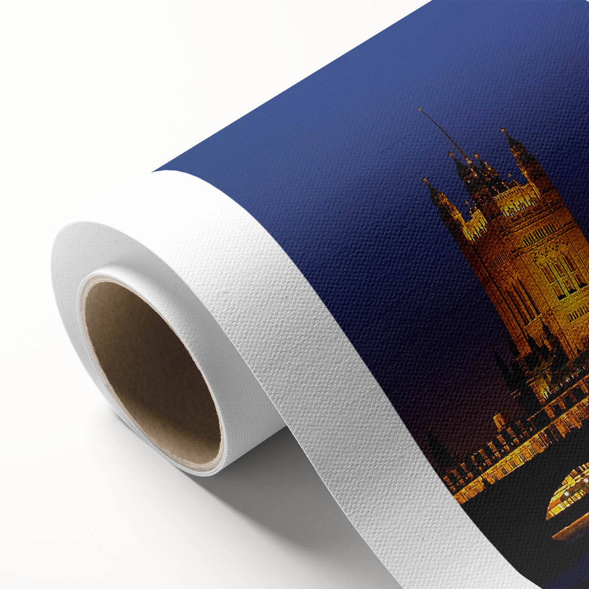 Art Deco poster of Big Ben with muted earth tones on rolled canvas, ideal for nursery wall art.