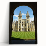 Black and white photograph of Oxford scenery on large stretched canvas, suitable as kitchen art.
