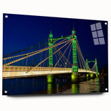 Acrylic print of the Thames River in England, in muted blue and gray tones, ideal for dining room decor.