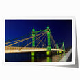 Rolled print of the Thames River with subtle floral accents in soft blue and green tones, ideal for art wall dining room.
