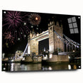 Acrylic print of Tower Bridge in muted gray and blue tones, ideal for modern dining room decor.