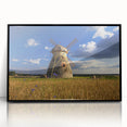 Large abstract wall art depicting a European Estonian scenery in muted earth tones on a framed acrylic.