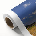 Art Deco style poster of a European scenery in pastel colors, printed on rolled canvas, suitable for nursery wall art.
