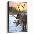 Black and white vintage poster art of a Finnish landscape on framed canvas, ideal for bedroom decor.
