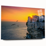 Acrylic print of a Corsican landscape in muted earth tones, ideal for bedroom or dining room art.