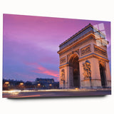 Acrylic print of a Parisian streetscape in muted gray and blue tones, ideal for bedroom or dining room art.