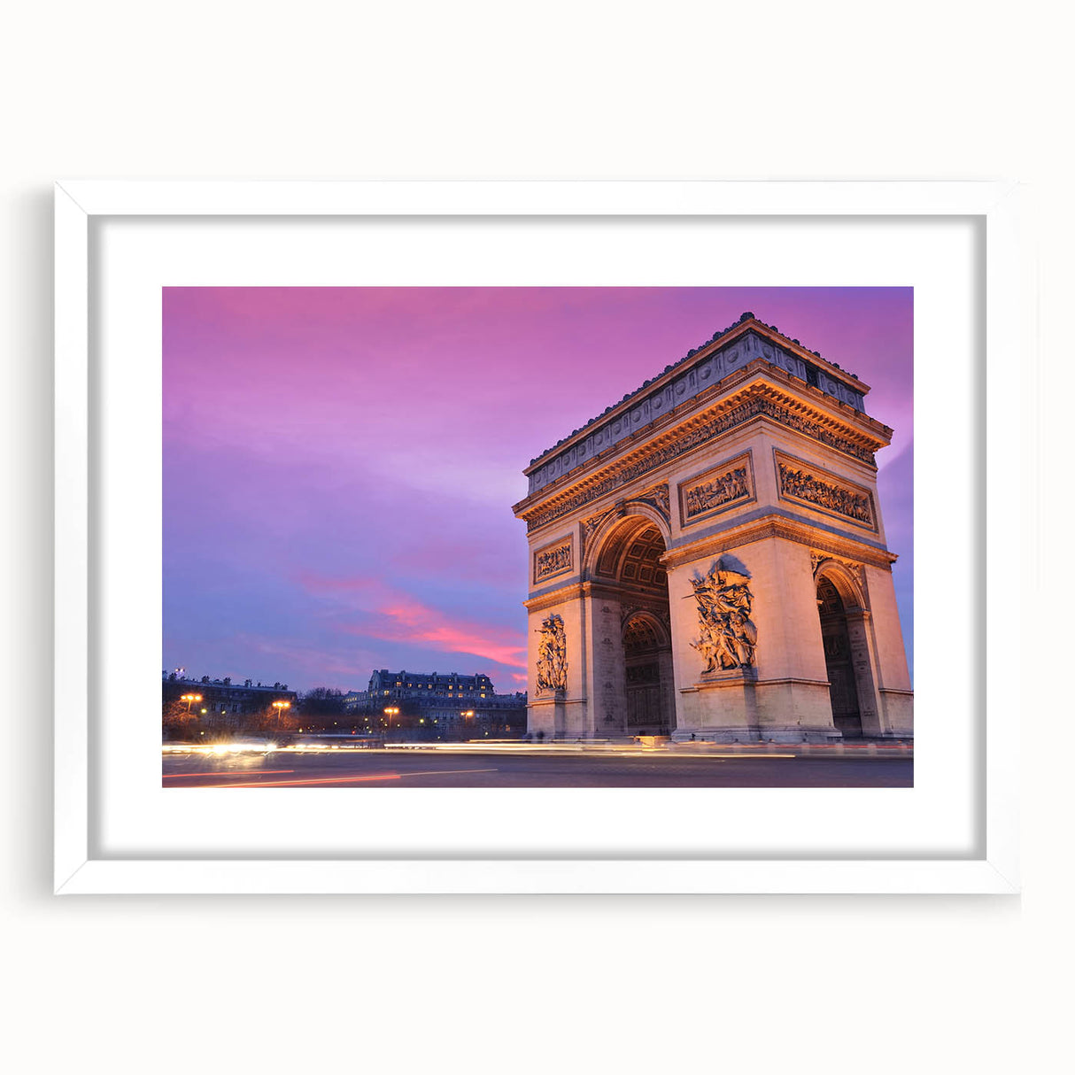 Textured art of an abstract Parisian cityscape in muted gray tones, framed with a white mat, ideal for bedroom art.