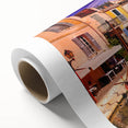 Art Deco poster of a serene Provence landscape in soft pastel hues on rolled canvas, ideal for nursery wall art.