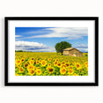 Extra large framed abstract art print of a colorful, textured European scenery, ideal for living room decor.