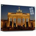 Acrylic print of Berlin skyline in muted grays and blues, suitable for bedroom or dining room decor.