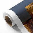 Art Deco poster of Berlin skyline in muted gray and blue tones on rolled canvas, ideal for nursery wall art.