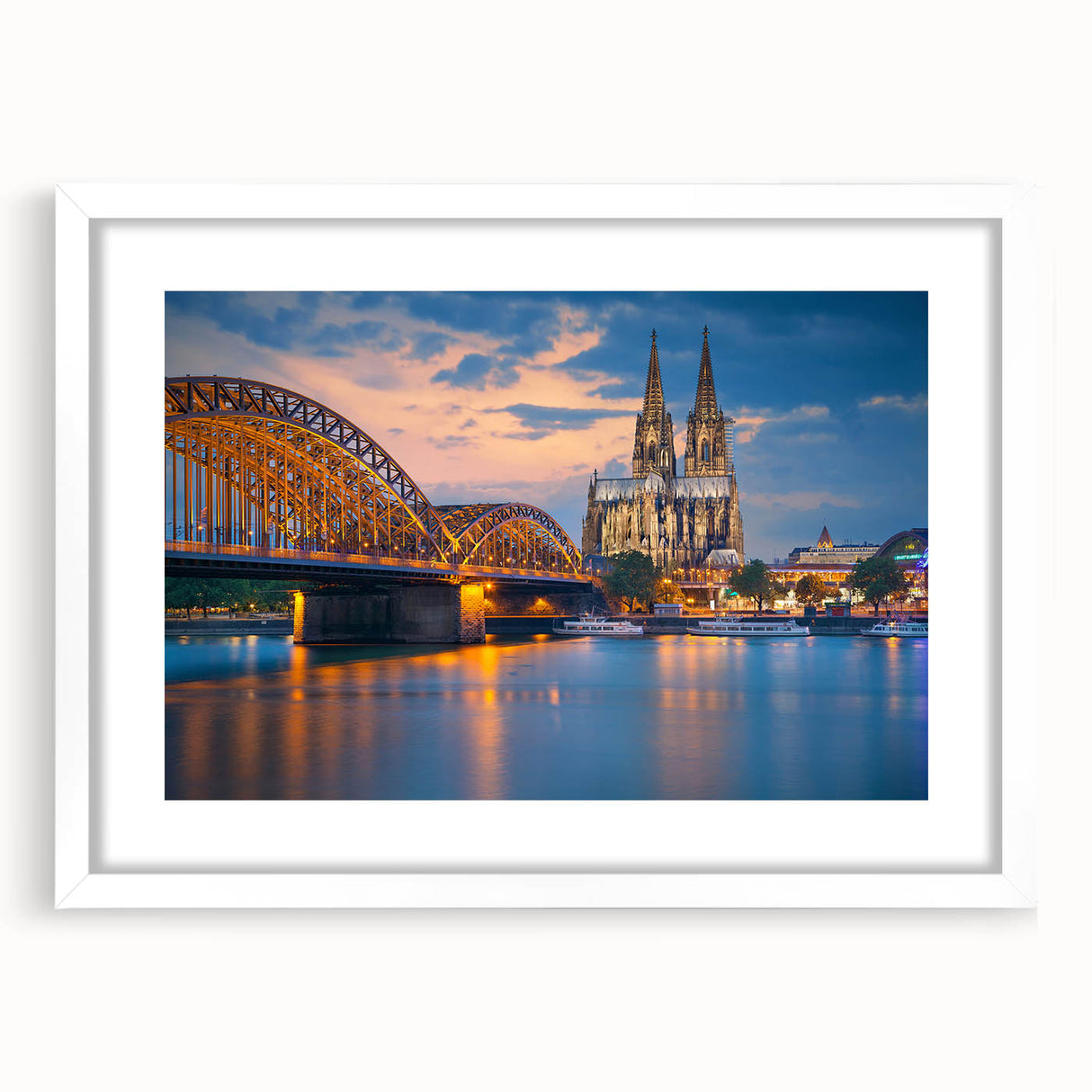 Abstract textured art print depicting a serene European scenery in muted earth tones, framed with a white mat.