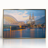 Framed acrylic print of a serene European landscape in soft gold and green tones, suitable for modern art wall decor.
