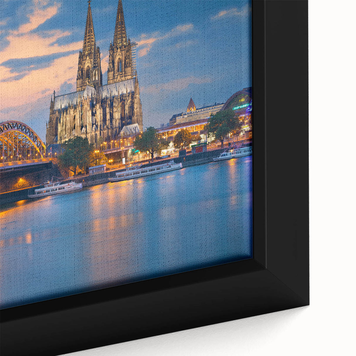 Textured black wall art depicting a vibrant German landscape on a large framed canvas, ideal for living room decor.