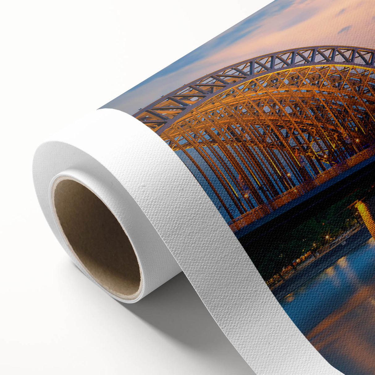 Art deco poster of a serene European landscape in soft pastel colors, ideal for nursery wall art, on rolled canvas.