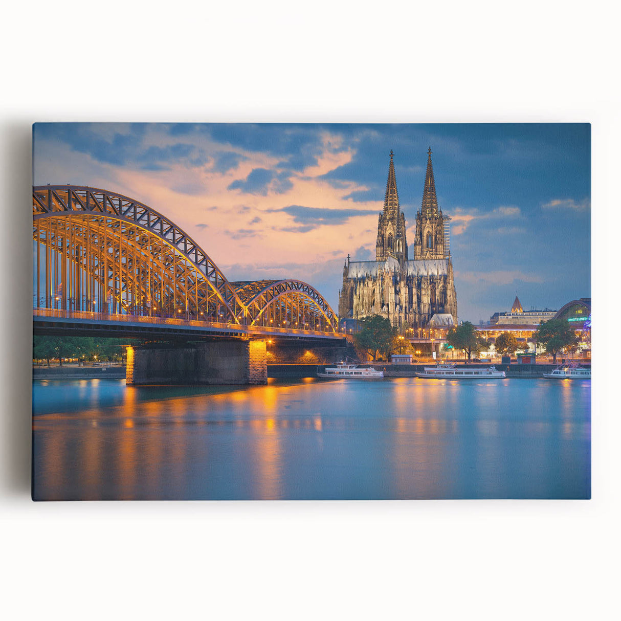 Black and white photo of a European cityscape on stretched canvas, ideal for kitchen wall art or bedroom ambiance.