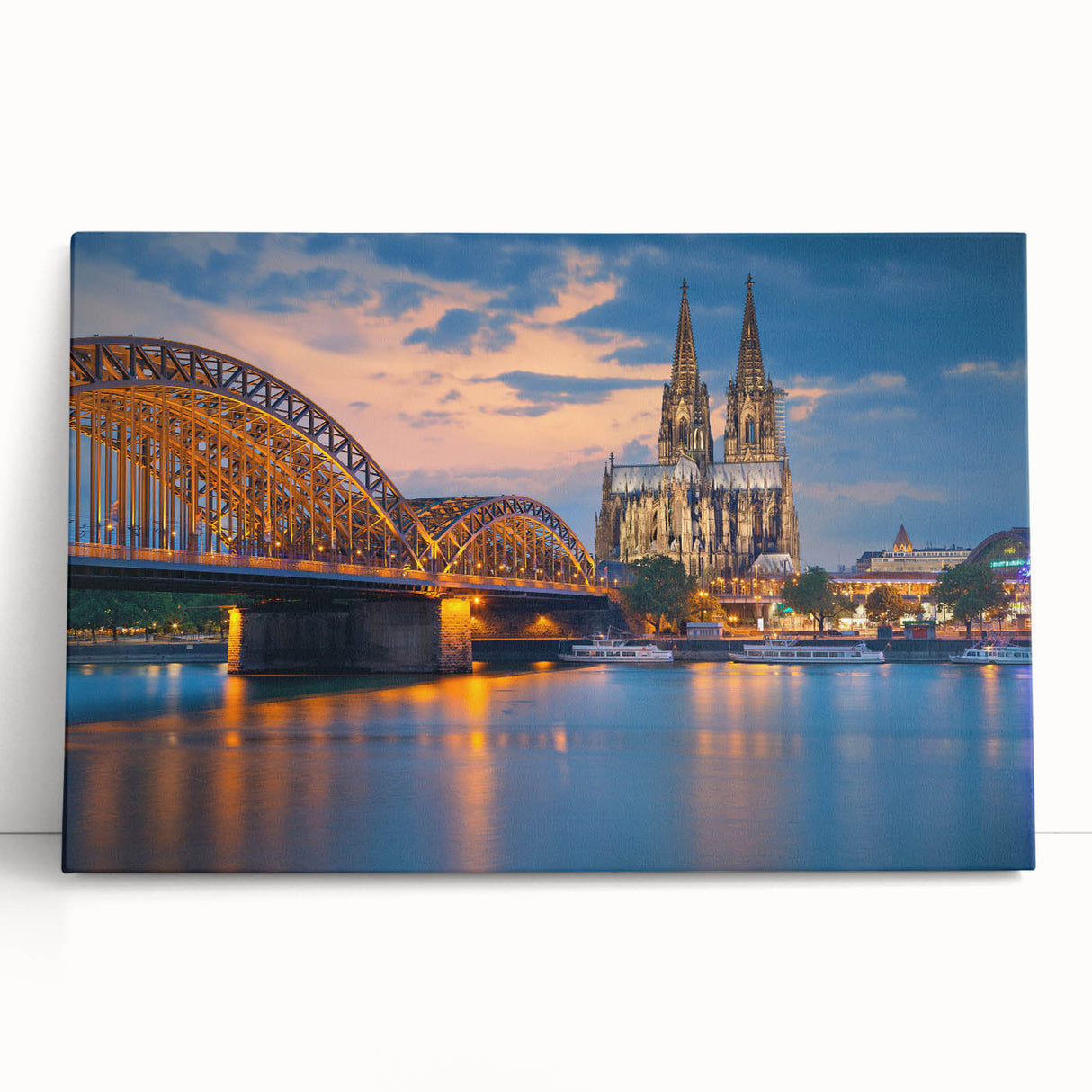 Black and white large art print of a European cityscape on stretched canvas, ideal for kitchen wall art.