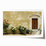 Extra large wall art depicting line art flowers in muted earth tones on a rolled print, suitable for large living room decor.