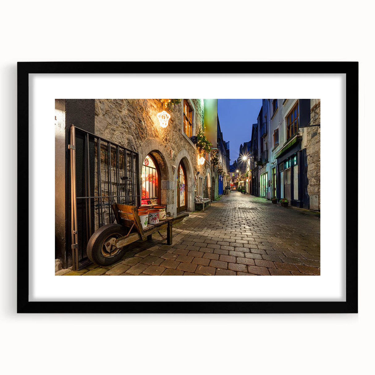 Abstract art print of vibrant, colorful Irish landscape on a large framed canvas, ideal for living room decor.