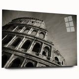 Side view of the Colosseum in muted earth tones on acrylic glass, suitable for bedroom or dining room art.