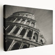 Side view of a large canvas featuring the Colosseum in Rome with muted earth tones, ideal for kitchen wall art.