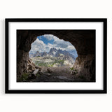 Colorful abstract art print of the Dolomites in vibrant hues on a textured, extra large canvas, ideal for living room decor.