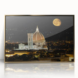 Framed acrylic painting of Florence scenery with gold accents, ideal for modern art wall decor.
