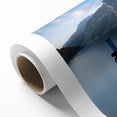 Art Deco poster of Lake Como with muted blue and green tones on rolled canvas, ideal for nursery wall art.